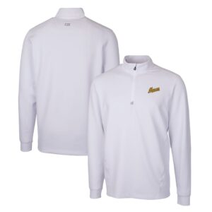 Men's Cutter & Buck White George Mason Patriots Traverse Stretch Quarter Zip-Pullover Top