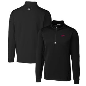 Men's Cutter & Buck Black New Mexico State Aggies Traverse Stretch Quarter Zip-Pullover Top