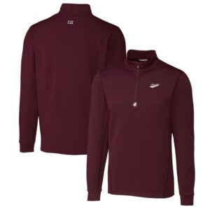 Men's Cutter & Buck Crimson New Mexico State Aggies Traverse Stretch Quarter Zip-Pullover Top