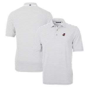 Men's Cutter & Buck Gray Florida Gators Throwback Logo Virtue Eco Pique Stripe Recycled Polo