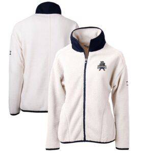 Women's Cutter & Buck White/Navy Utah State Aggies Cascade Eco Sherpa Full-Zip Fleece Jacket