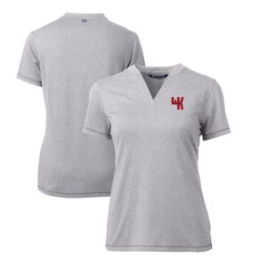 Women's Cutter & Buck Heather Gray Western Kentucky Hilltoppers Forge Stretch Blade V-Neck Top