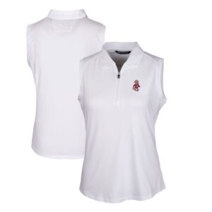 Women's Cutter & Buck White Washington State Cougars Forge Stretch Sleeveless Polo