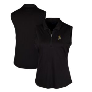 Women's Cutter & Buck Black Wichita State Shockers Forge Stretch Sleeveless Polo