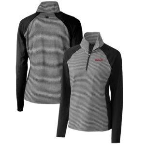 Women's Cutter & Buck Black Texas Tech Red Raiders Forge Tonal Stripe Stretch Half-Zip Pullover Top