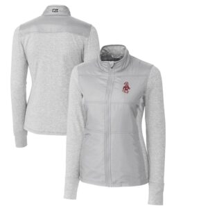 Women's Cutter & Buck Gray Washington State Cougars Vault Stealth Hybrid Quilted Full-Zip Jacket