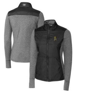 Women's Cutter & Buck Black Wichita State Shockers Vault Stealth Hybrid Quilted Full-Zip Jacket