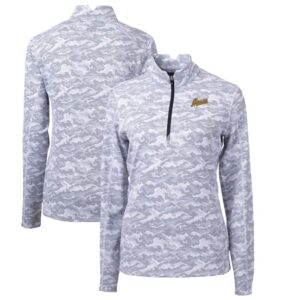 Women's Cutter & Buck Charcoal George Mason Patriots Traverse Camo Print Stretch Quarter-Zip Pullover Top