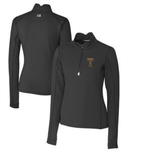 Women's Cutter & Buck Black Georgia Tech Yellow Jackets Traverse Stretch Quarter-Zip Pullover Top