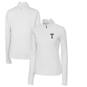 Women's Cutter & Buck White Georgia Tech Yellow Jackets Traverse Stretch Quarter-Zip Pullover Top