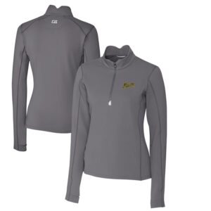 Women's Cutter & Buck Steel George Mason Patriots Traverse Stretch Quarter-Zip Pullover Top