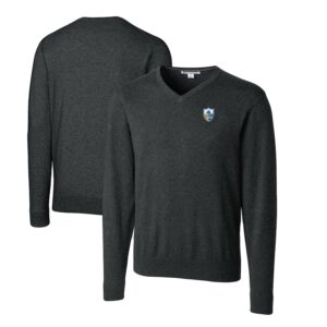 Men's Cutter & Buck Heather Charcoal Los Angeles Chargers Throwback Logo Lakemont Tri-Blend Big & Tall V-Neck Pullover Sweater