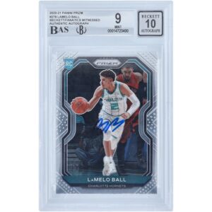 LaMelo Ball Charlotte Hornets Autographed 2020-21 Panini Prizm #278 Beckett Fanatics Witnessed Authenticated 9/10 Rookie Card - 14723400