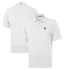 Men's Cutter & Buck White Los Angeles Chargers Throwback Logo Virtue Eco Pique Recycled Polo