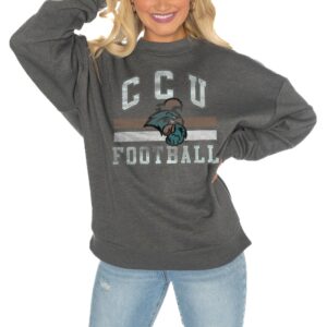 Women's Gameday Couture Charcoal Coastal Carolina Chanticleers Good Vibes Premium Fleece Drop Shoulder Pullover Sweatshirt