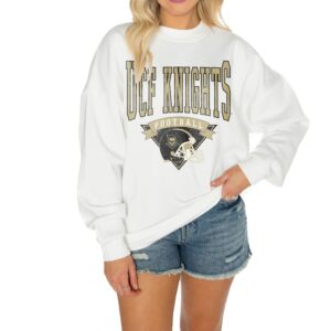 Women's Gameday Couture White UCF Knights Good Vibes Premium Fleece Drop Shoulder Pullover Sweatshirt