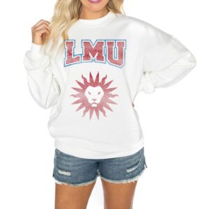 Women's Gameday Couture White Loyola Marymount Lions Good Vibes Premium Fleece Drop Shoulder Pullover Sweatshirt