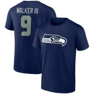 Men's Kenneth Walker III Navy Seattle Seahawks Icon Player Name & Number T-Shirt