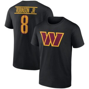 Men's Brian Robinson Jr. Black Washington Commanders Icon Player Name & Number T-Shirt