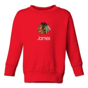 Toddler Red Chicago Blackhawks Personalized Pullover Sweatshirt