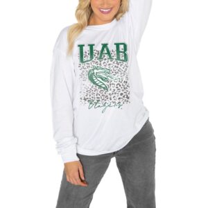Women's Gameday Couture White UAB Blazers Boyfriend Fit Long Sleeve T-Shirt