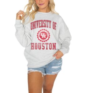 Women's Gameday Couture Gray Houston Cougars Drop Shoulder Fleece Drop Pullover Sweatshirt