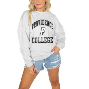 Women's Gameday Couture Gray Providence Friars Drop Shoulder Fleece Drop Pullover Sweatshirt