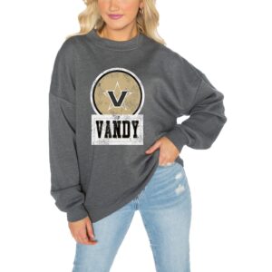 Women's Gameday Couture Charcoal Vanderbilt Commodores Drop Shoulder Fleece Drop Pullover Sweatshirt