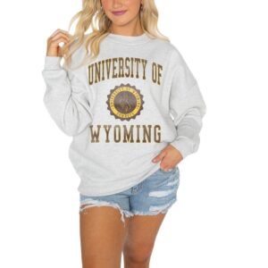 Women's Gameday Couture Gray Wyoming Cowboys Drop Shoulder Fleece Drop Pullover Sweatshirt