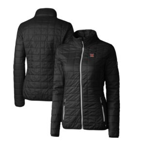 Women's Cutter & Buck Black Miami University RedHawks Rainier Eco Insulated Puffer Full-Zip Jacket