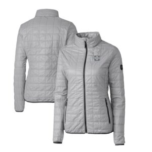 Women's Cutter & Buck Gray Utah State Aggies Rainier Eco Insulated Puffer Full-Zip Jacket