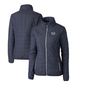 Women's Cutter & Buck Heather Navy Utah State Aggies Rainier Eco Insulated Puffer Full-Zip Jacket