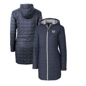 Women's Cutter & Buck Heather Navy Utah State Aggies Rainier Primaloft Eco Hooded Long Coat