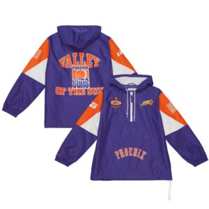 Men's Mitchell & Ness Purple Phoenix Suns Team Origins Anorak Quarter-Zip Pullover Hoodie