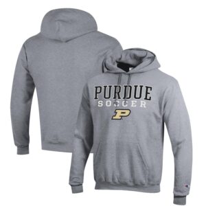 Men's Champion Gray Purdue Boilermakers Soccer Stack Logo Powerblend Pullover Hoodie
