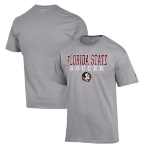 Men's Champion Gray Florida State Seminoles Soccer Stack Logo T-Shirt