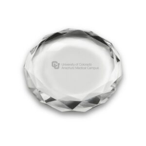 Colorado Anschutz Medical Campus 3'' Optic Crystal Faceted Paperweight