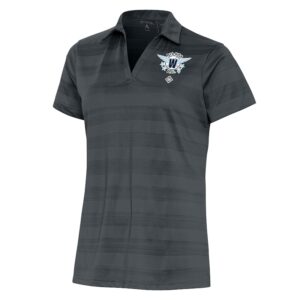 Women's Antigua Heather Charcoal Washington Pilots Compass Polo