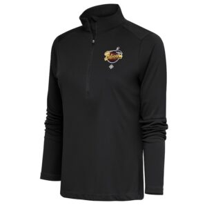 Women's Antigua Charcoal New Orleans Black Pelicans Tribute Half-Zip Pullover Top