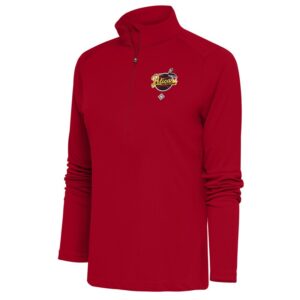 Women's Antigua Red New Orleans Black Pelicans Tribute Half-Zip Pullover Top