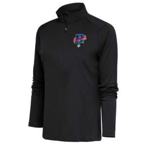 Women's Antigua Charcoal Cleveland Buckeyes Tribute Half-Zip Pullover Top