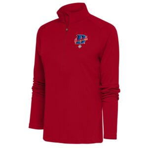 Women's Antigua Red Cleveland Buckeyes Tribute Half-Zip Pullover Top