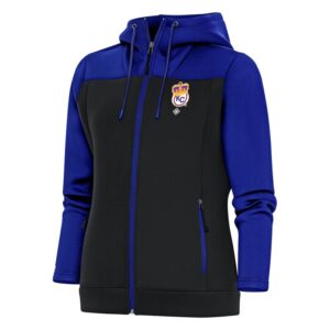Women's Antigua Royal/Charcoal Kansas City Monarchs Protect Full-Zip Hoodie Jacket