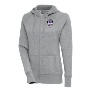 Women's Antigua Heather Gray Atlanta Black Crackers Victory Full-Zip Hoodie