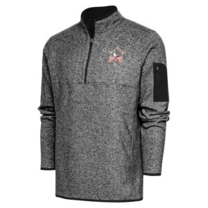 Men's Antigua Heather Black Negro League Fortune Quarter-Zip Pullover Jacket