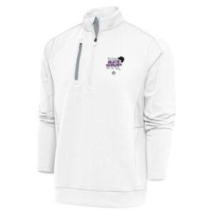 Men's Antigua White New York Black Yankees Generation Quarter-Zip Pullover Top