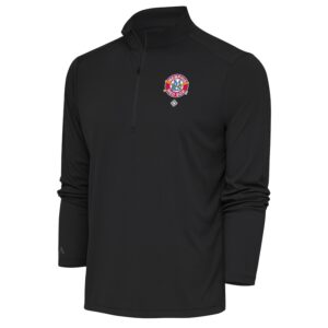 Men's Antigua Charcoal Memphis Red Sox Tribute Quarter-Zip Pullover Top