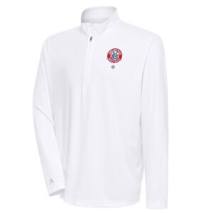 Men's Antigua White Memphis Red Sox Tribute Quarter-Zip Pullover Top