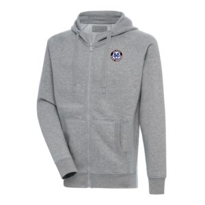 Men's Antigua Heather Gray Atlanta Black Crackers Victory Full-Zip Hoodie