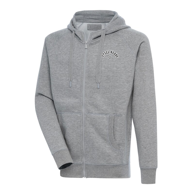 Men's Antigua Heather Gray Seattle Steelheads Victory Full-Zip Hoodie